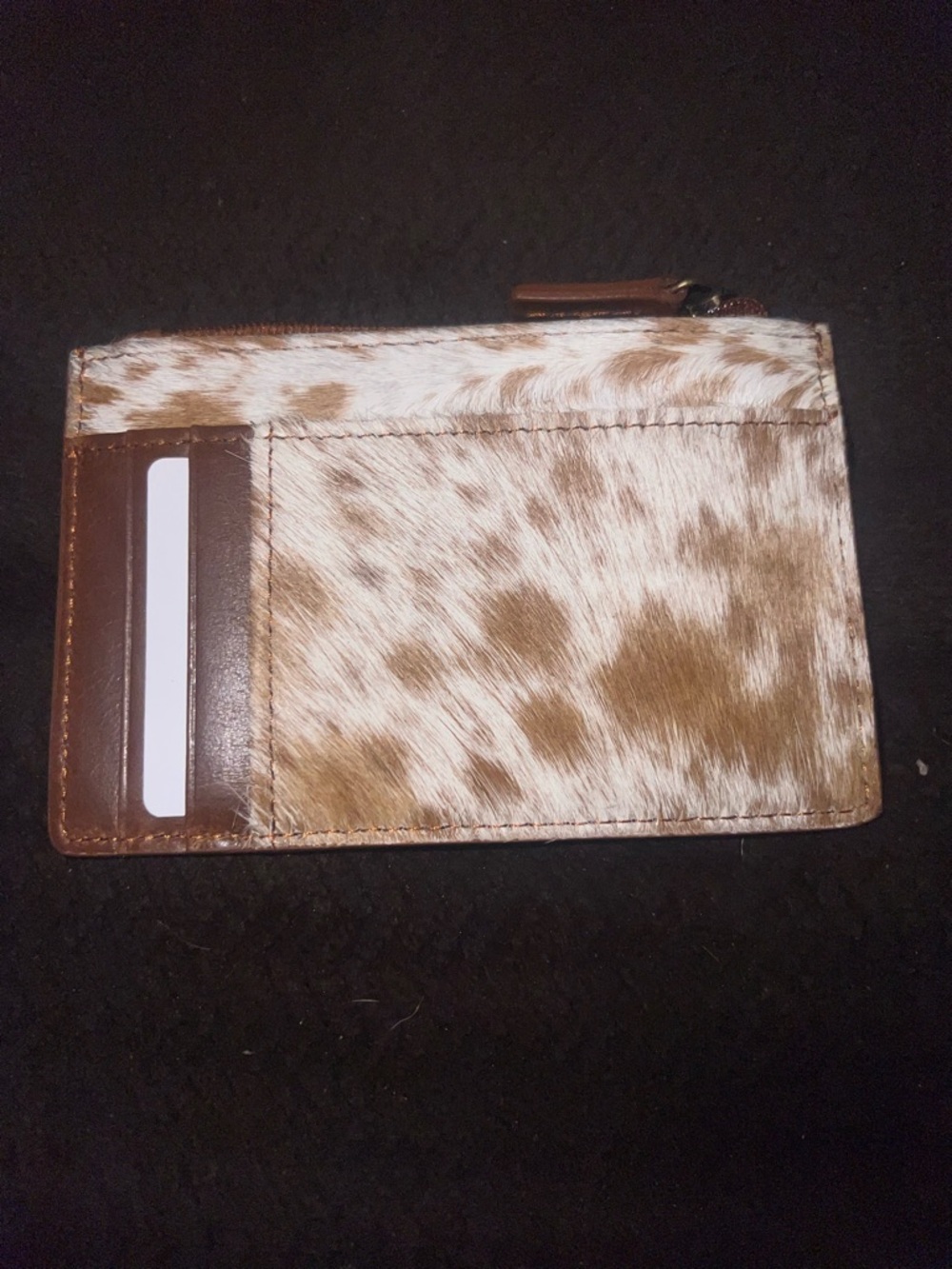 Myra Bag Brown and White Cowhide Card Wallet